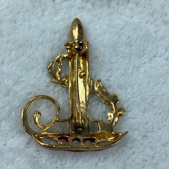 Candle Holder Holly Garland Christmas Pin Brooch Holiday Wear - Picture 6 of 10